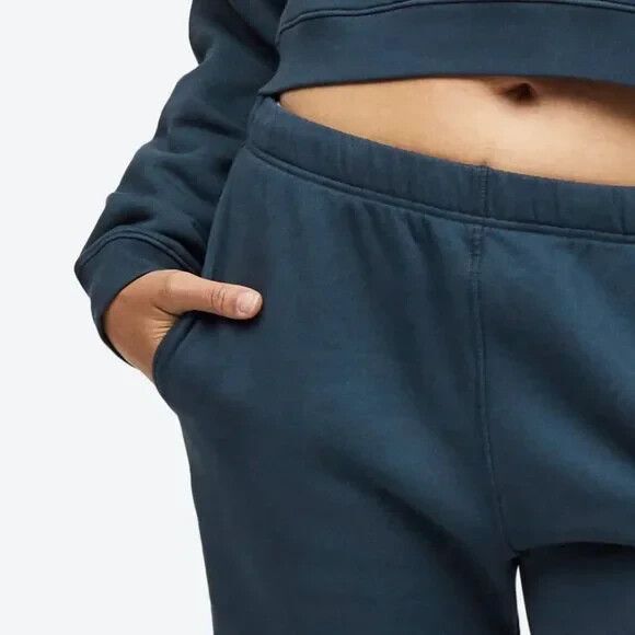 Mate The Label Organic Fleece Relaxed Pocket Sweatpants Mid Blue Joggers $128 - Picture 3 of 6